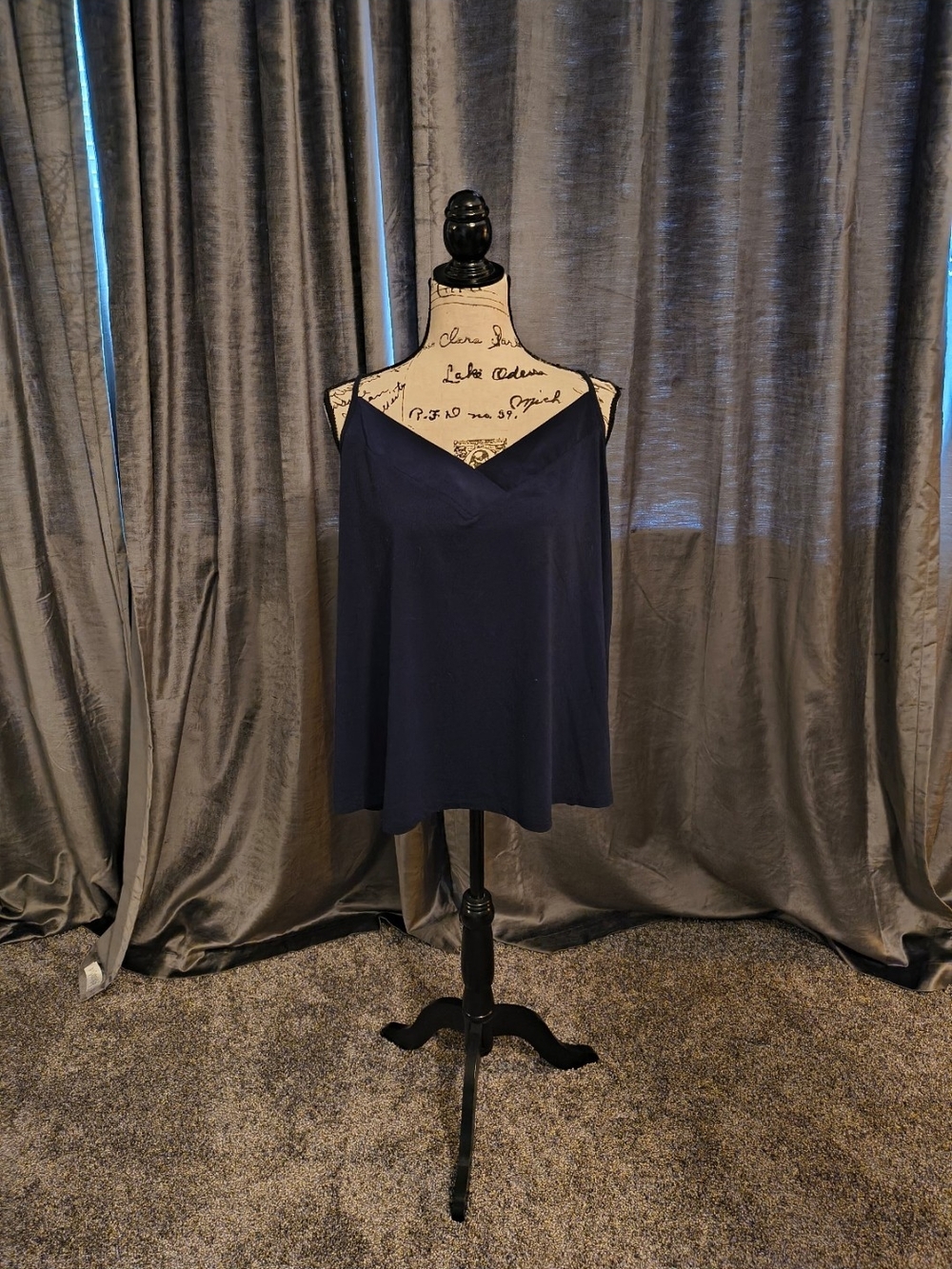 Lane Bryant Navy V-Neck Satin-Look Camisole